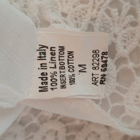 Terzo Millenno White short sleeve Linen Crochet Lace tunic top size M - Picture 3 of 12